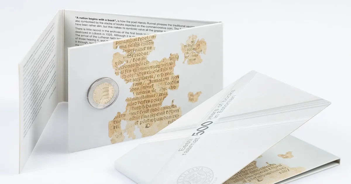 Eesti Pank laseb ringlusse uue 2-eurose mündi «Eesti raamat 500»