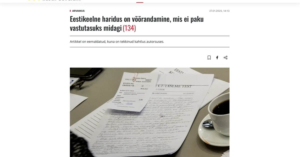 «​Venemaa infosõda päise päeva ajal...»​ Eesti Päevaleht avaldas võltsidentiteedi loonud kodaniku arvamusloo