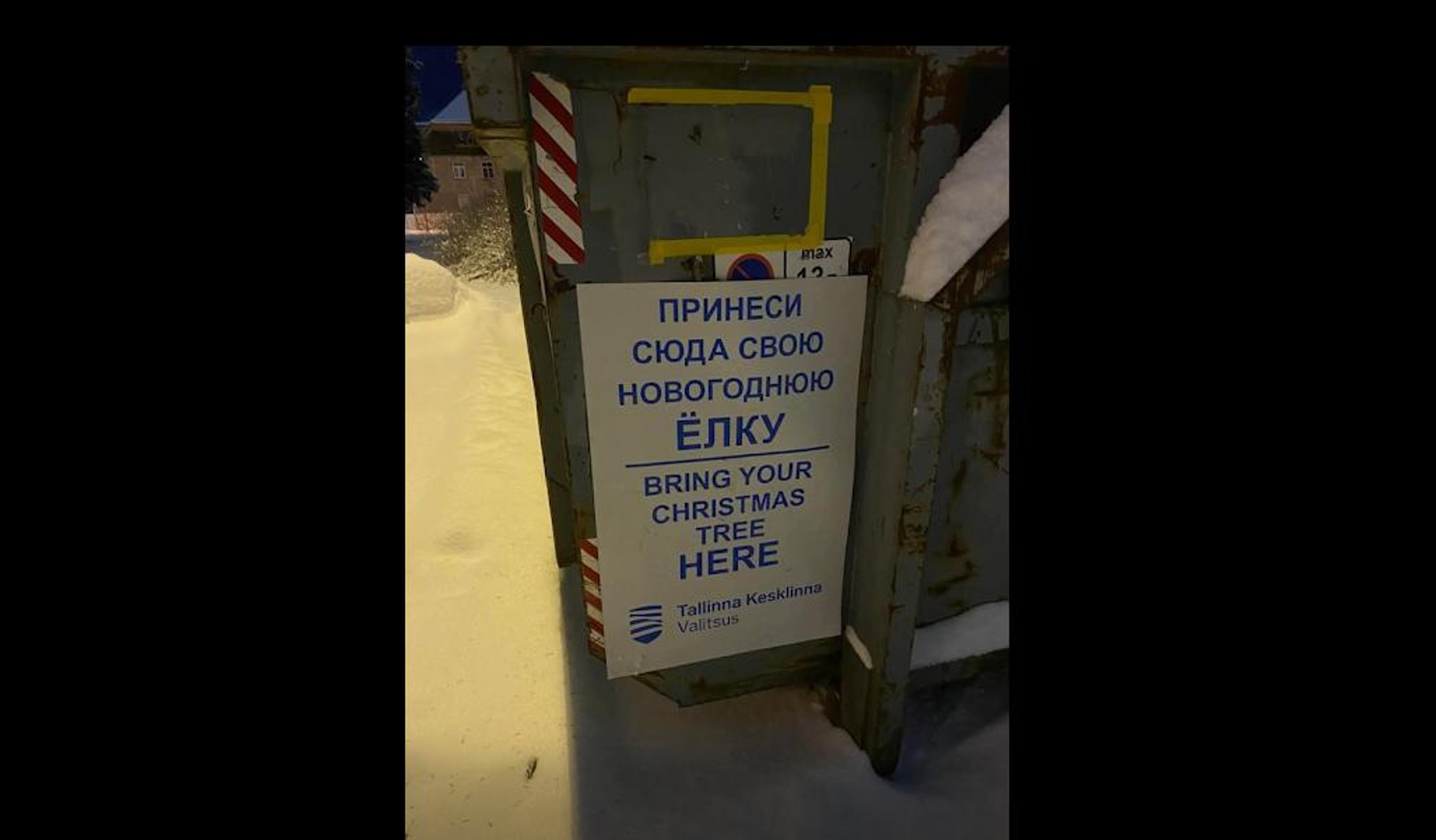 „Tekitasid segadust ja küsimusi“ - Tallinna kesklinnast kadusid võõrkeelsed kuusekogumise sildid