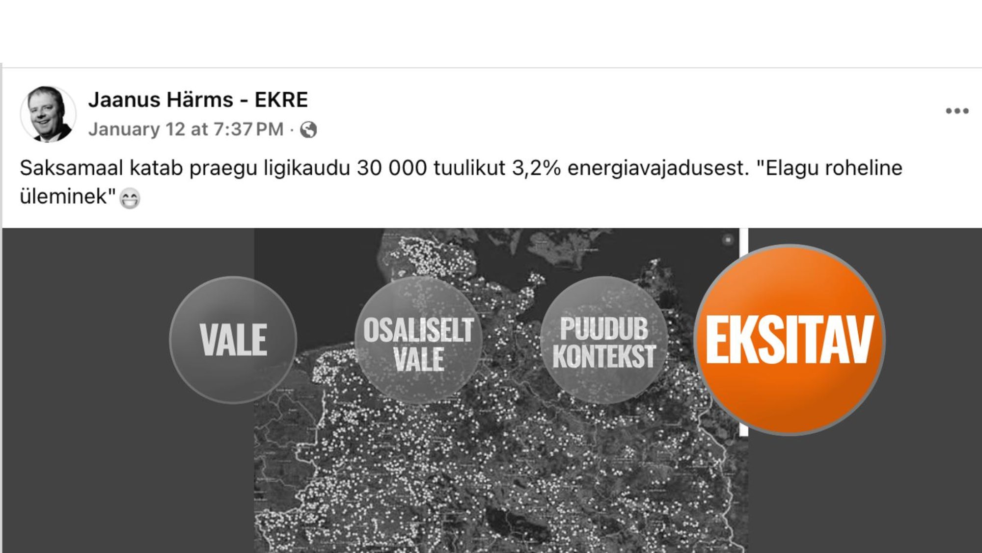 FAKTIKONTROLL | Saksamaa suurim energiaallikas on tuul. Tuuleenergia osakaalu näitamine kogu primaarenergiavajaduse kaudu on teadlikult eksitav