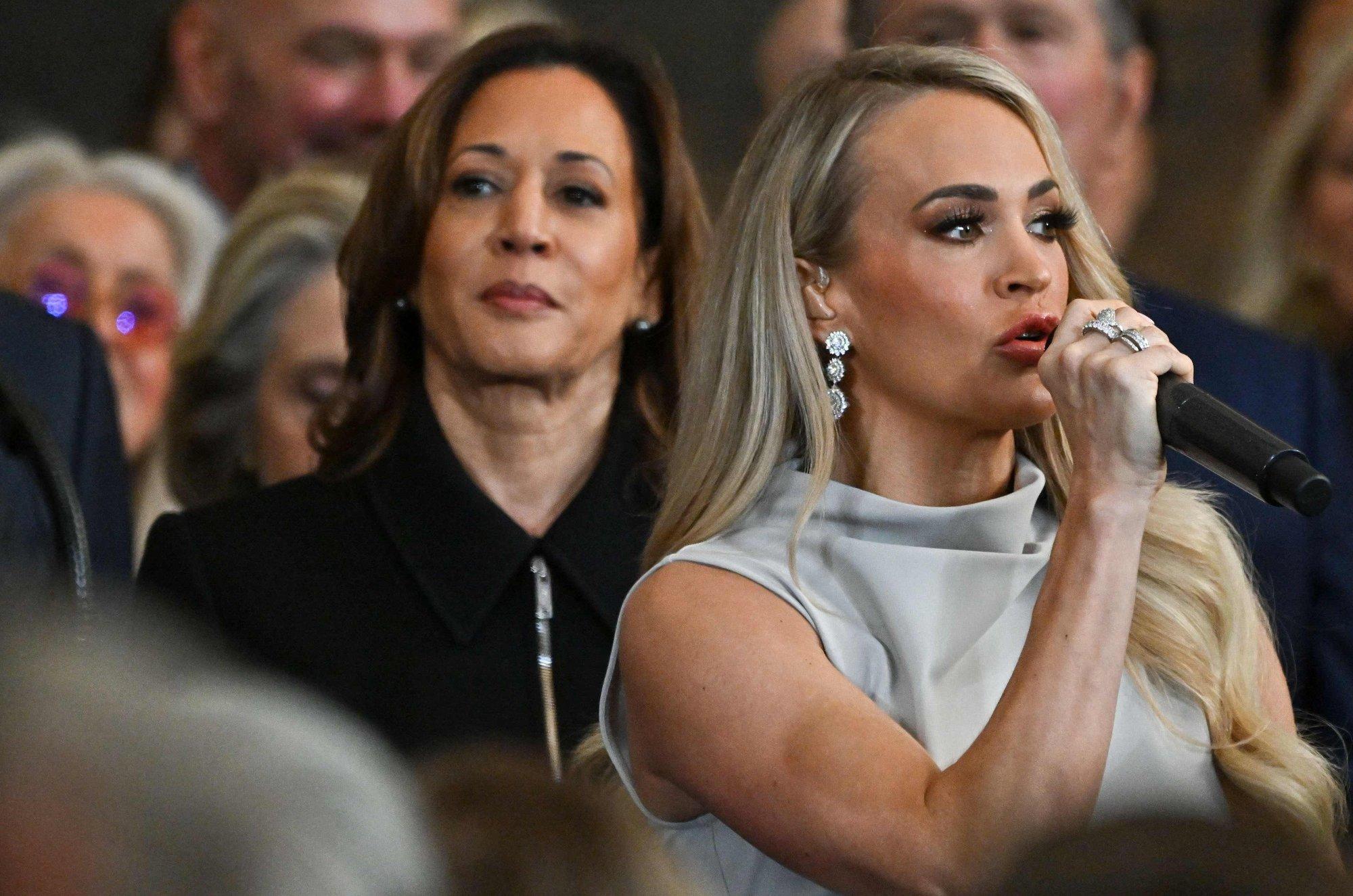 VIDEO | „Ebaprofessionaalne!“ Carrie Underwood ei surunud Trumpi ametisse vannutamisel Kamala Harrise kätt ja sattus kriitikarahe alla