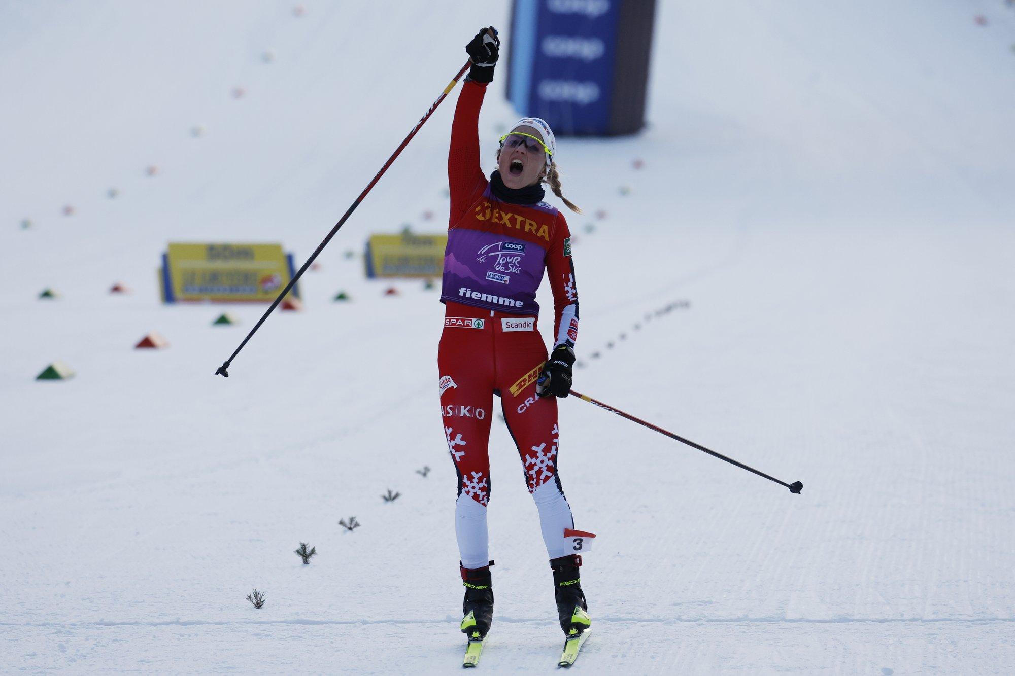 Võimsa sõidu teinud Therese Johaug tõusis viimase etapi eel Tour de Ski liidriks