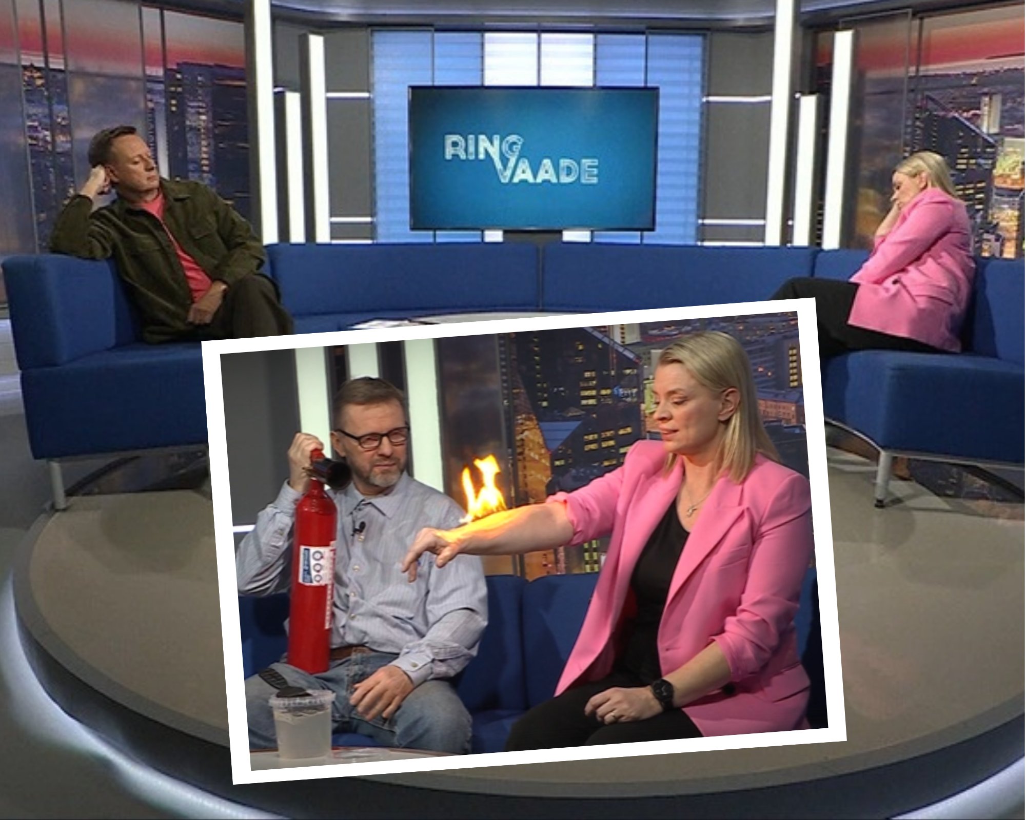 Marko Reikop ja Grete Lõbu alustasid „Ringvaadet“ molutamisega, saate lõpus pandi Lõbu käsi põlema
