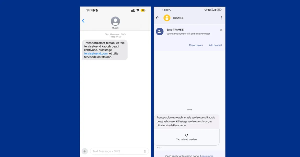 HOIATUS ⟩ Transpordiameti nime alt levivad libasõnumid