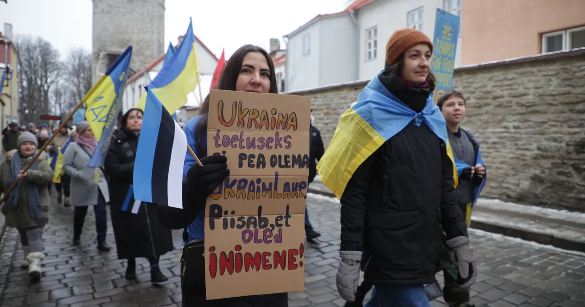 GALERII ⟩ Vabaduse väljakule kogunenud inimesed avaldavad toetust Ukrainale