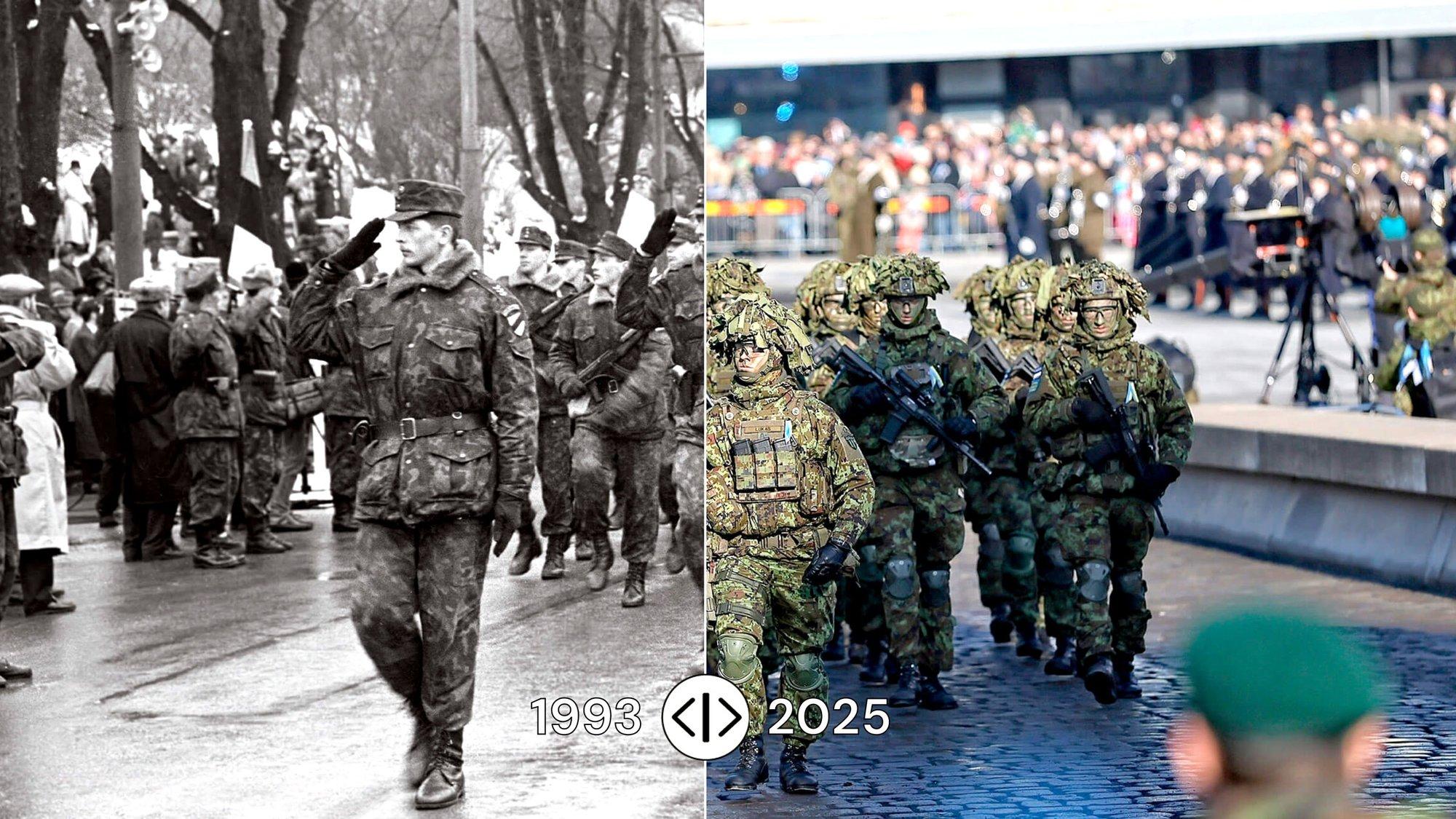 VAATA JA VÕRDLE | Nagu öö ja päev: Eesti kaitseväe paraad on 33 aastaga tundmatuseni muutunud