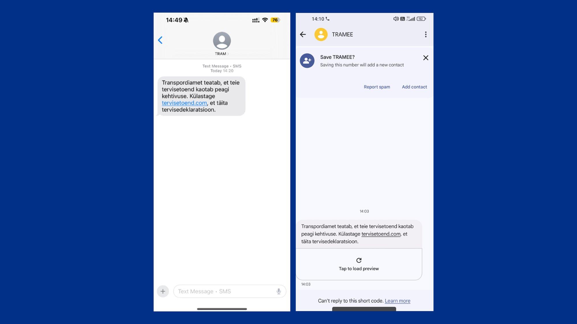 Hoiatus: transpordiameti nime alt levivad libasõnumid