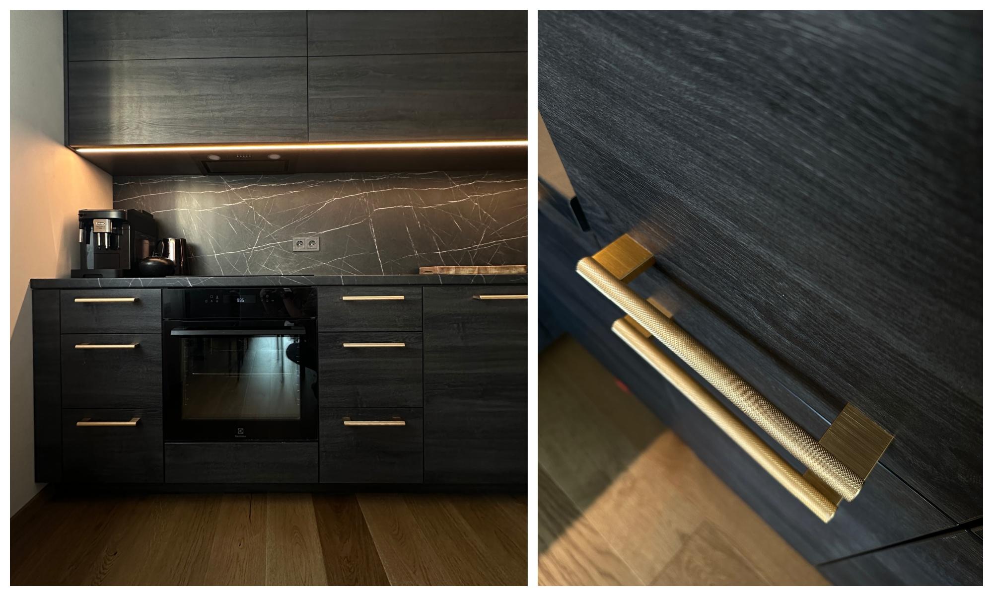 FOTOVÕISTLUS „MINU STIILNE KÖÖK“ |  Tumedates toonides köök, mida täiendavad kuldsed detailid