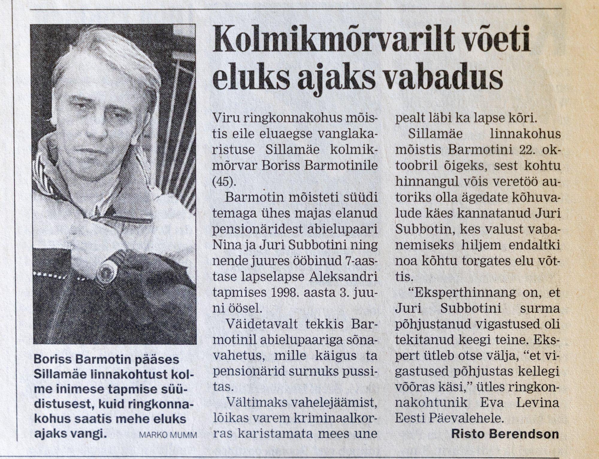 Prokurör vanglast vabanevast Sillamäe kolmikmõrvarist: ei ole usutav, et ta vabaduses õiguskuulekalt käituks