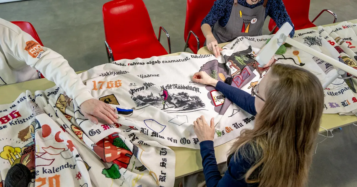 Galerii ja video ⟩ Eesti raamatu aasta piltvaip ootab pärnumaalasi tikkima