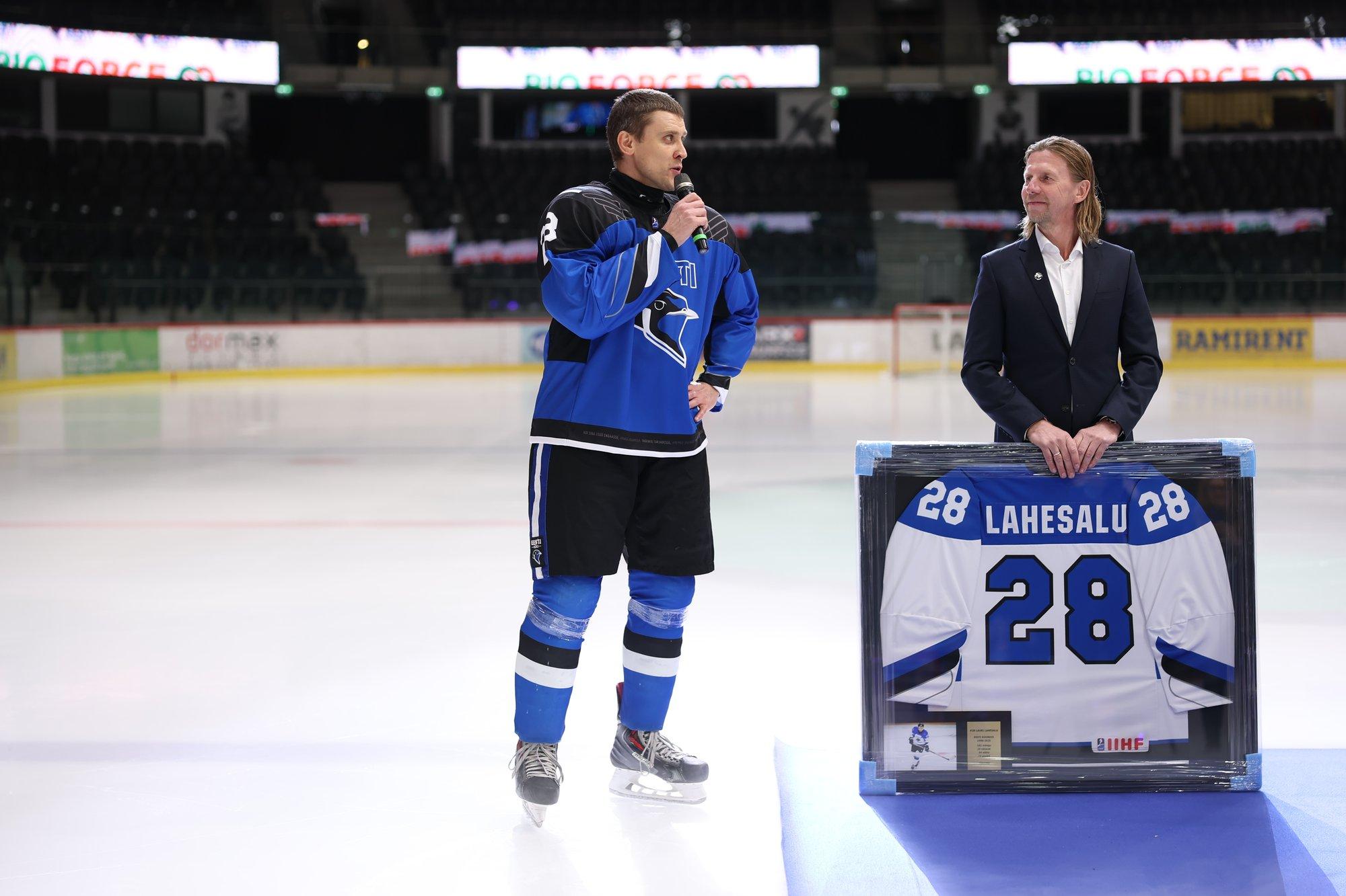 FOTOD | Eesti jäähokikoondis võitis Lauri Lahesalu lahkumismängus Leedut