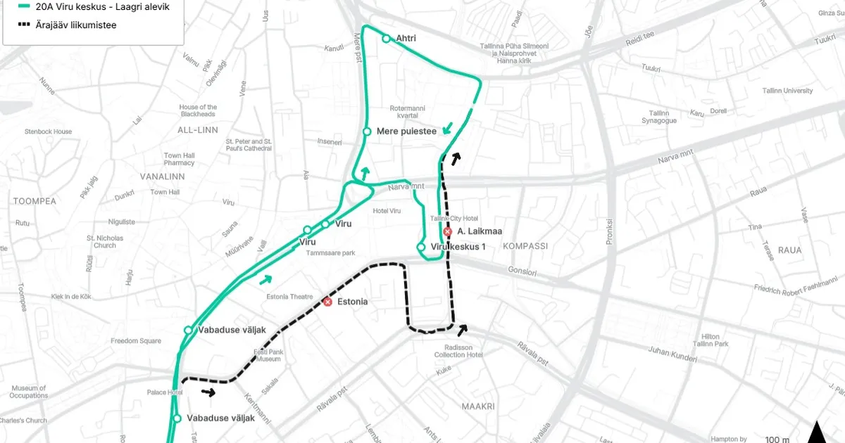 Veeavarii tõttu suunatakse bussid Tallinna kesklinnas ümbersõidule