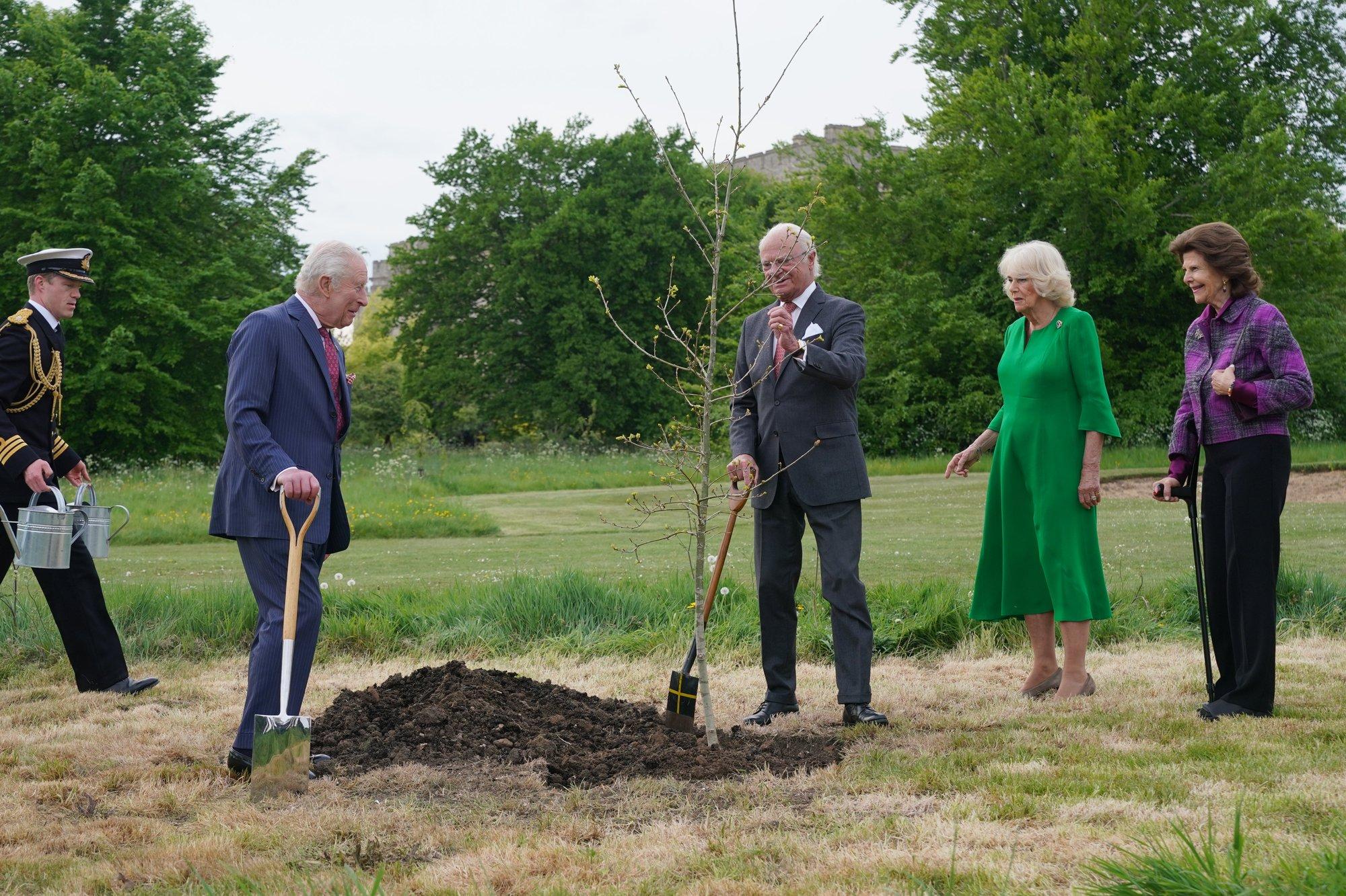 VIDEO | Labidas kätte ja istutama! Charles sai Rootsi kuningapaarilt omapärase kingituse
