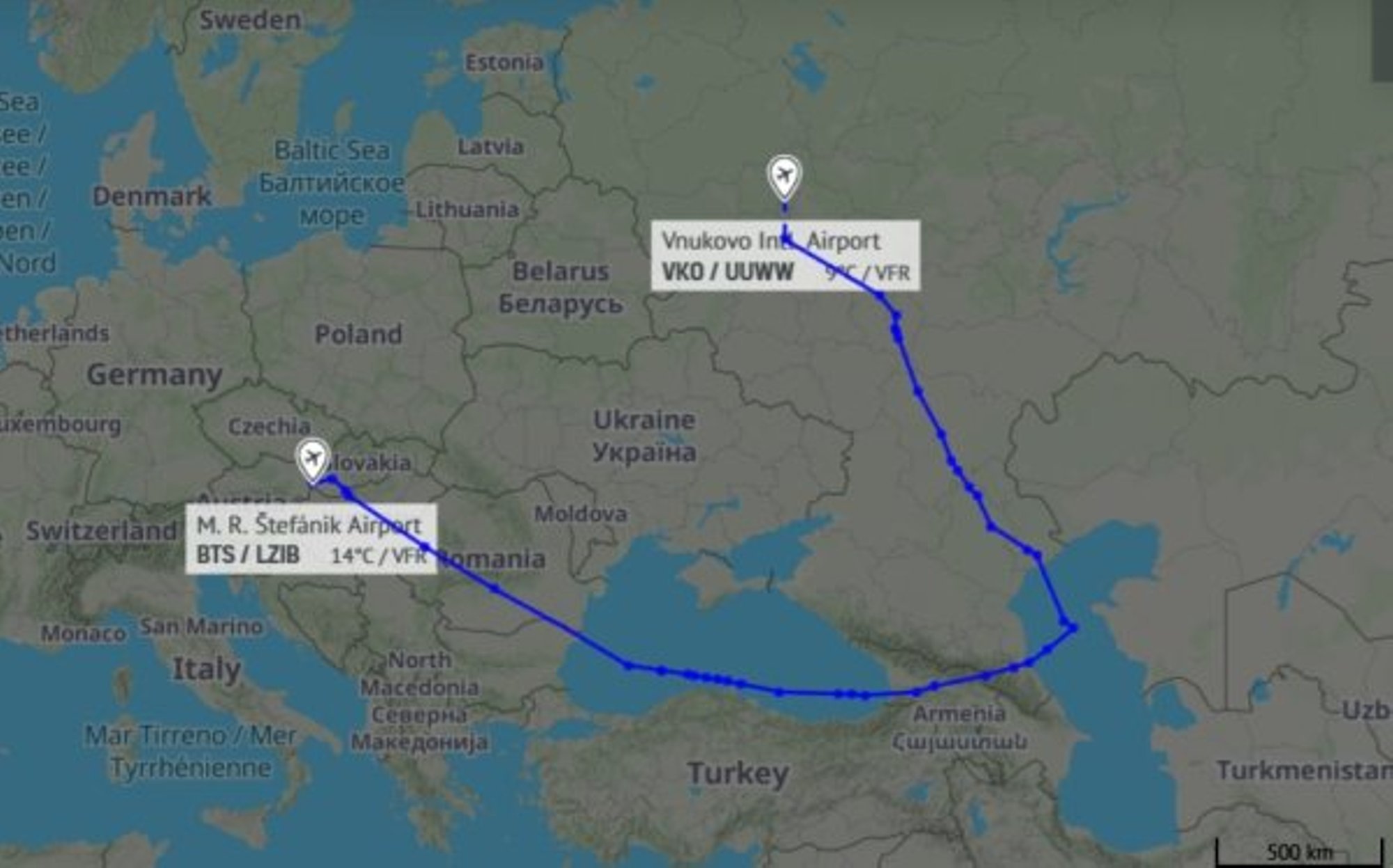 Slovakkia peaminister Fico saabus eile õhtul lõpuks suure ringiga Moskvasse