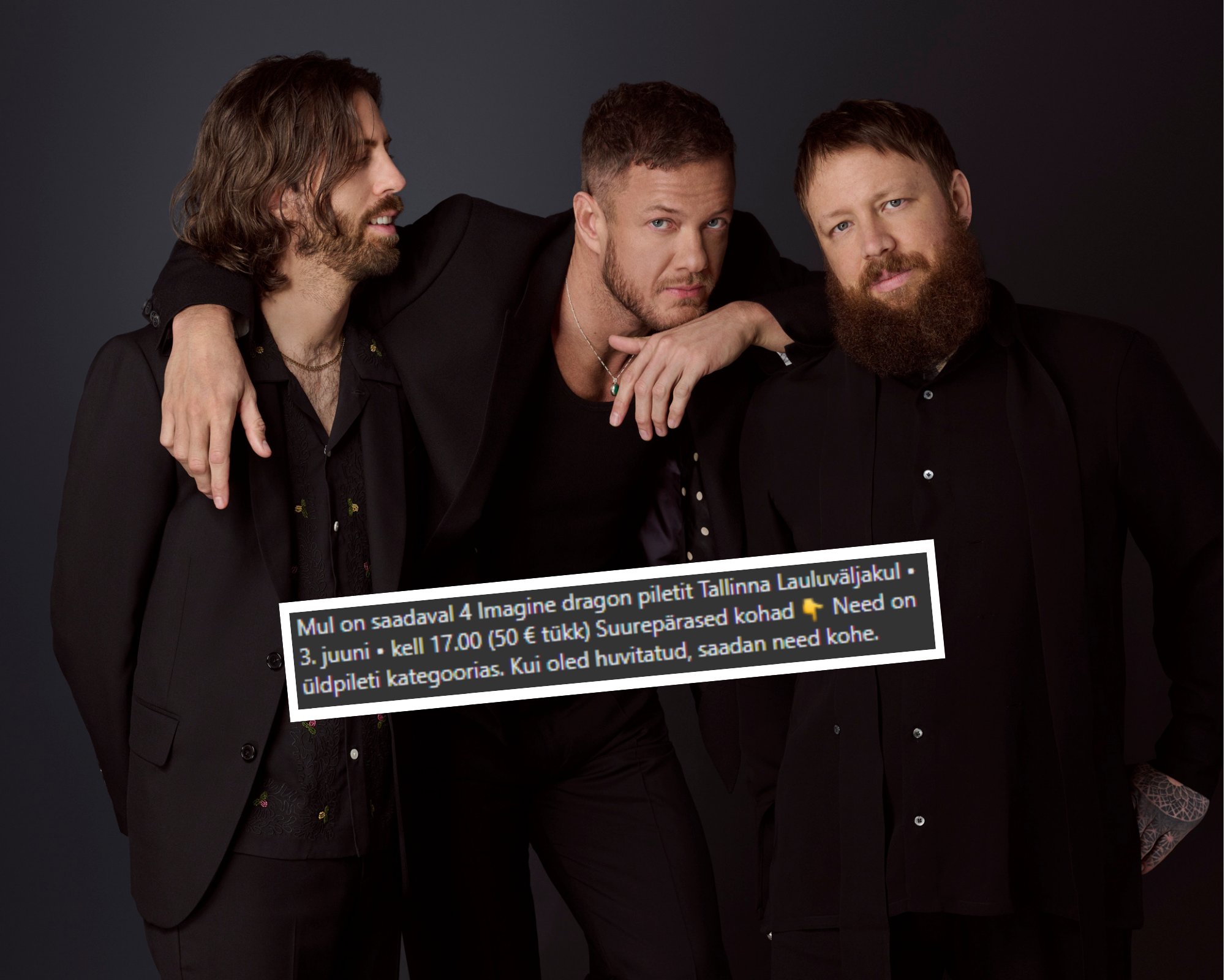 Facebook kubiseb Imagine Dragonsi pileteid „müüvatest“ petturitest. Politsei: kahju, kui rahaahne kelm rikub ära unistuste ürituse