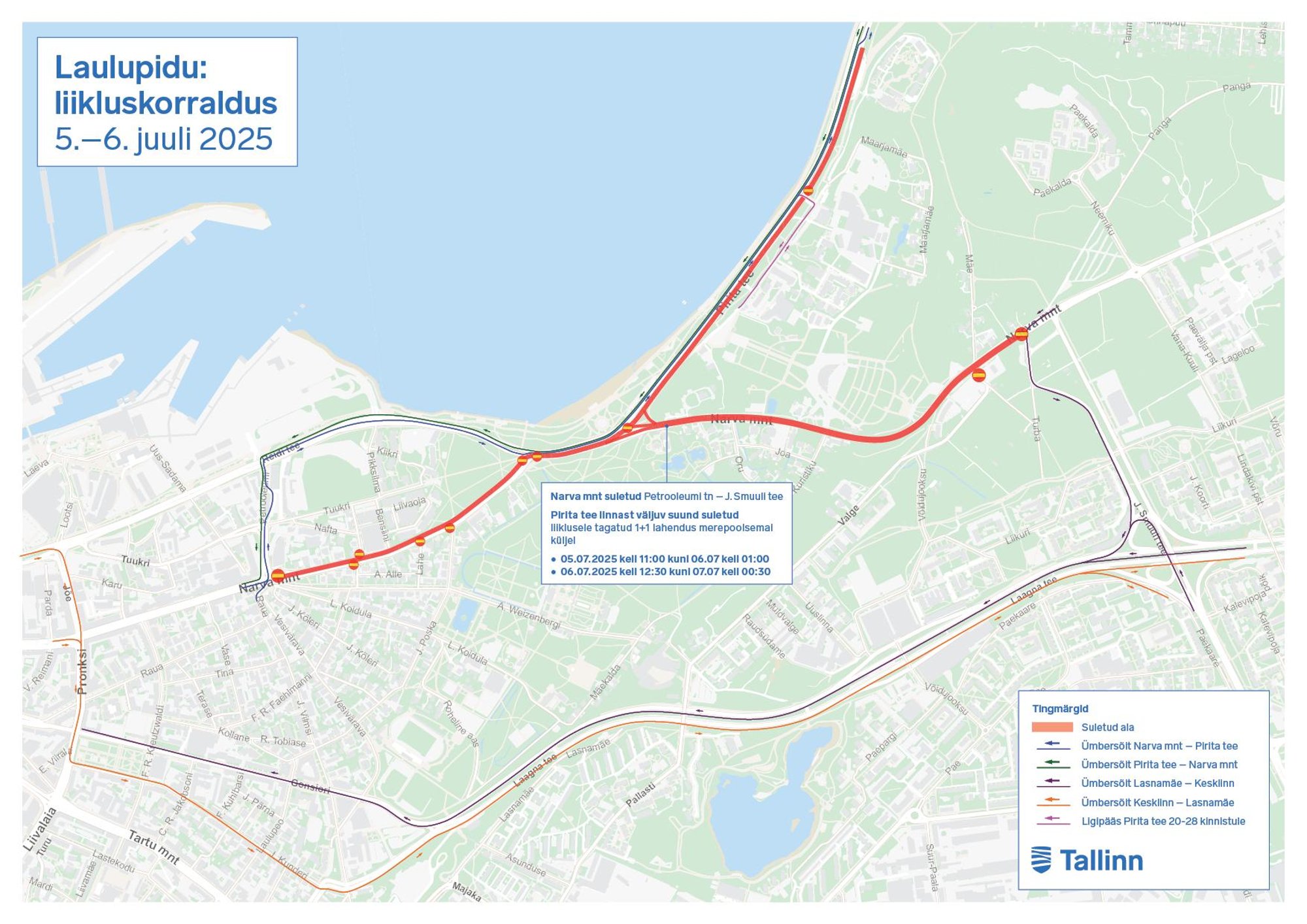 Laulu- ja tantsupidu toob kaasa ajutisi liiklusmuudatusi