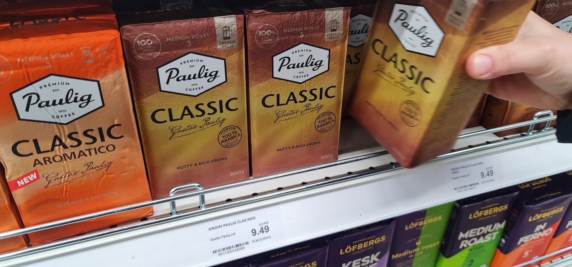 Kohvišokk poes. Kallinemine mitu eurot ja hinnatõusu lõpp ei paista