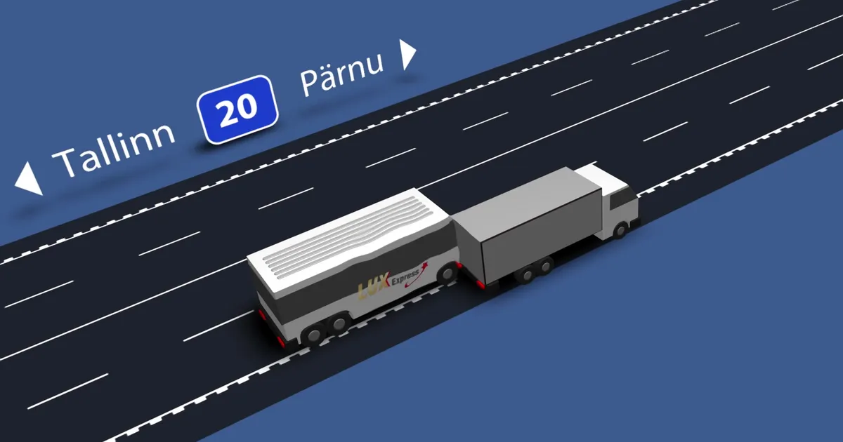 ANIMATSIOON ⟩ Lux Expressi buss rammis teepervel seisnud veokit