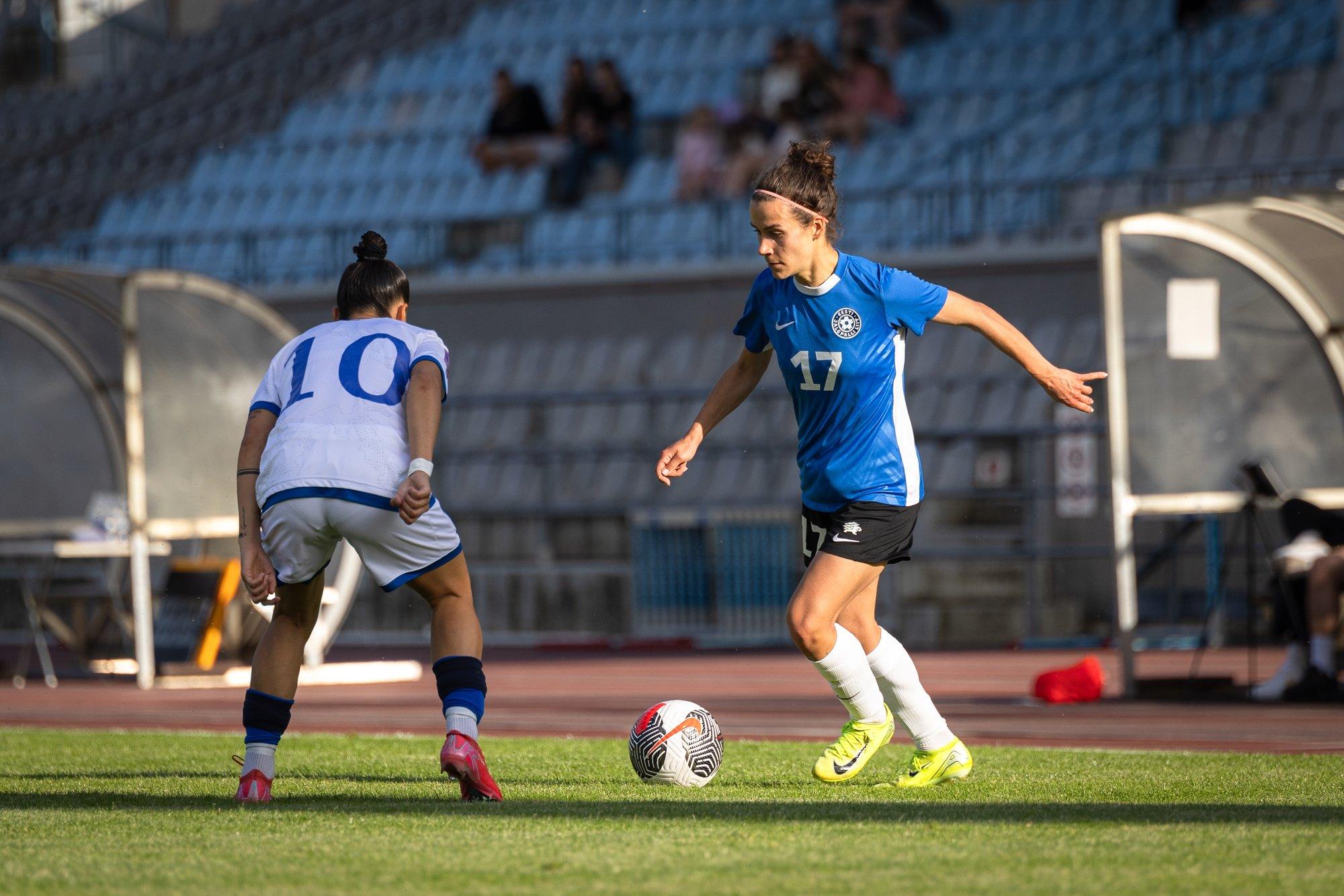 Kiirelt juhtima pääsenud Eesti jalgpallinaiskond mängis Kosovoga viiki