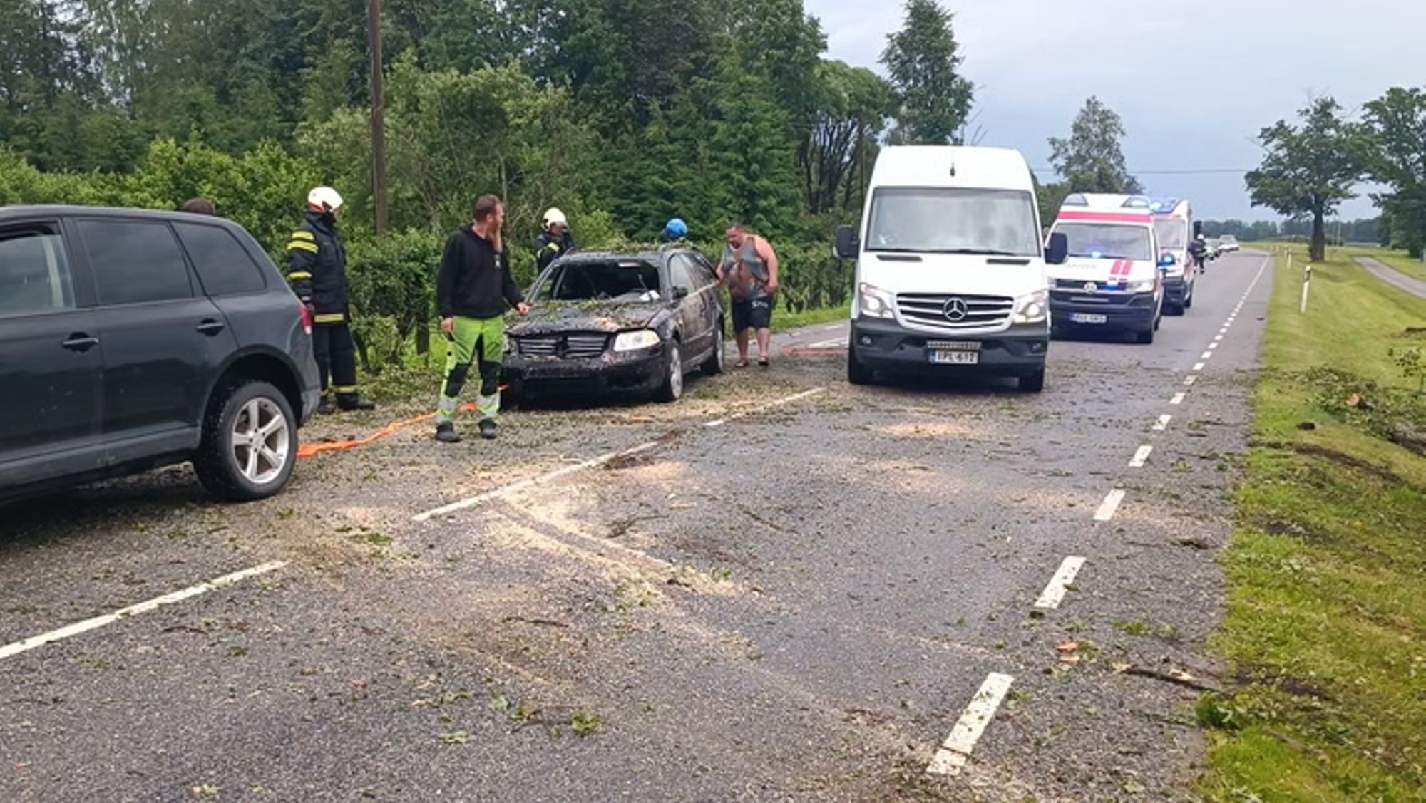 VIDEO ja FOTOD | Tartumaal kukkus puu auto peale, kaks inimest sai viga