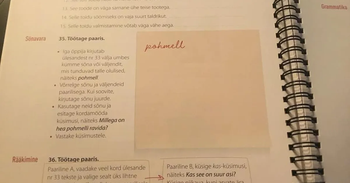 ÜLLATAV ⟩ «Mul on pohmell. Sooviksin teilt pudeli viina laenata.» Eesti keele õppematerjalides olevad laused tekitavad küsimusi