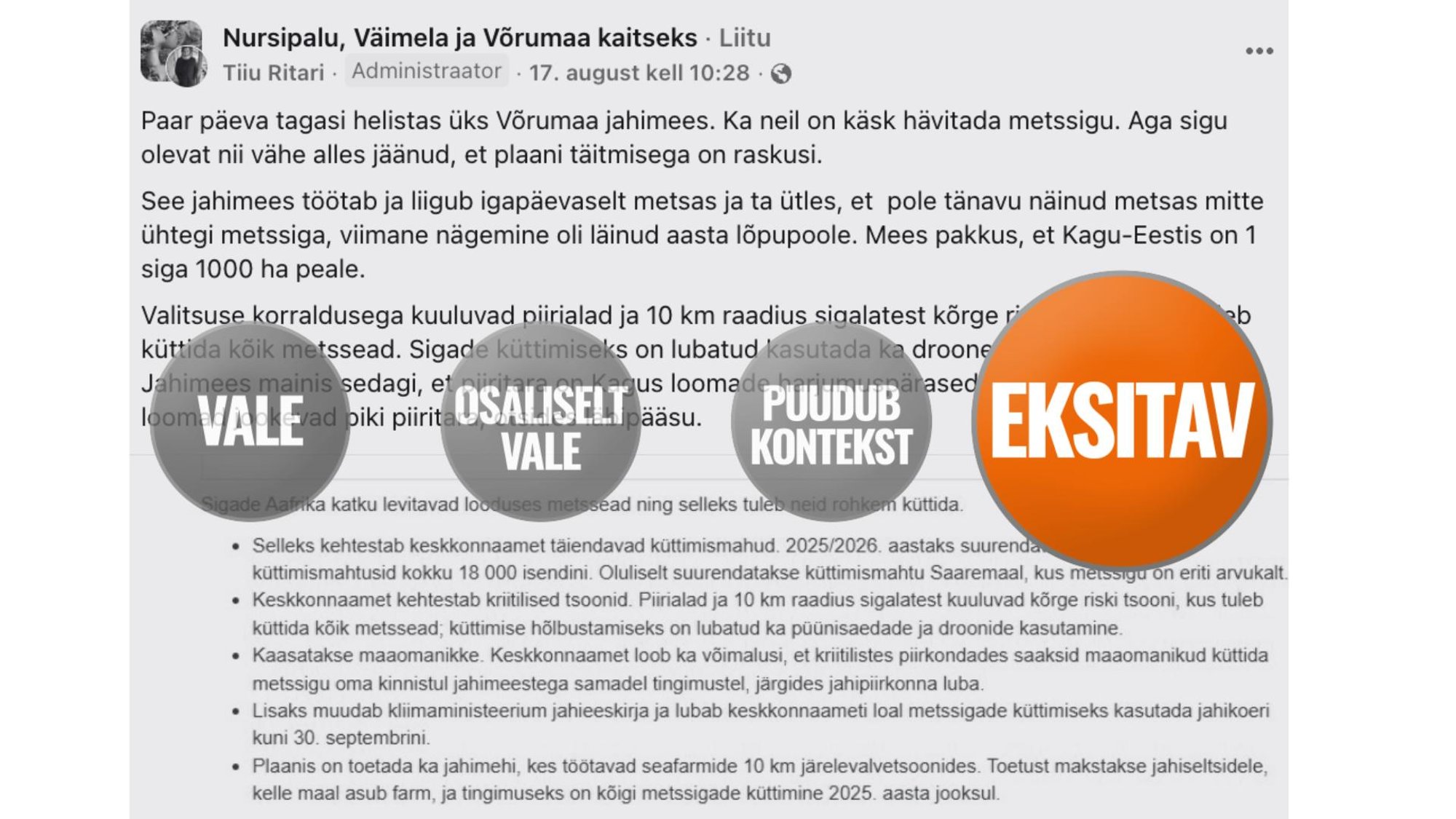 FAKTIKONTROLL | Kas jahimeestel ei ole piisavalt metssigu, keda tappa? On küll.