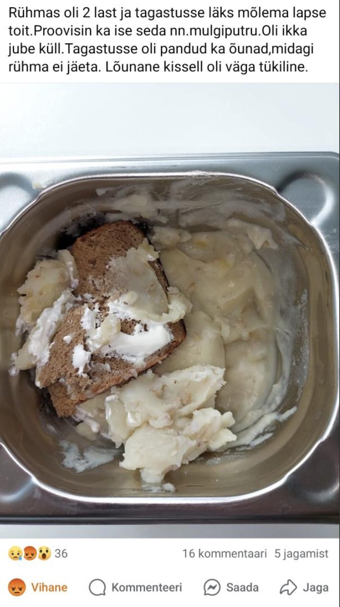 Riknenud kurk ja võõrkehad supis. Pärnu lasteaiatoidu kriis kestab endiselt