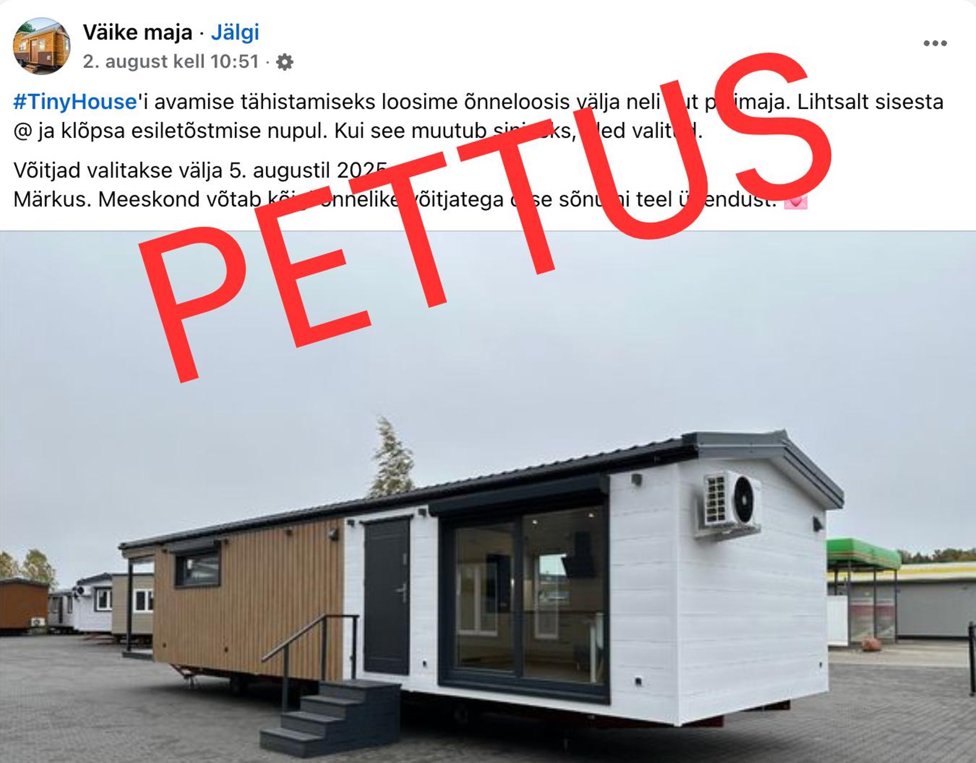 Politsei hoiatab: sotsiaalmeedias leviv „Väikse maja“ loos on pettus