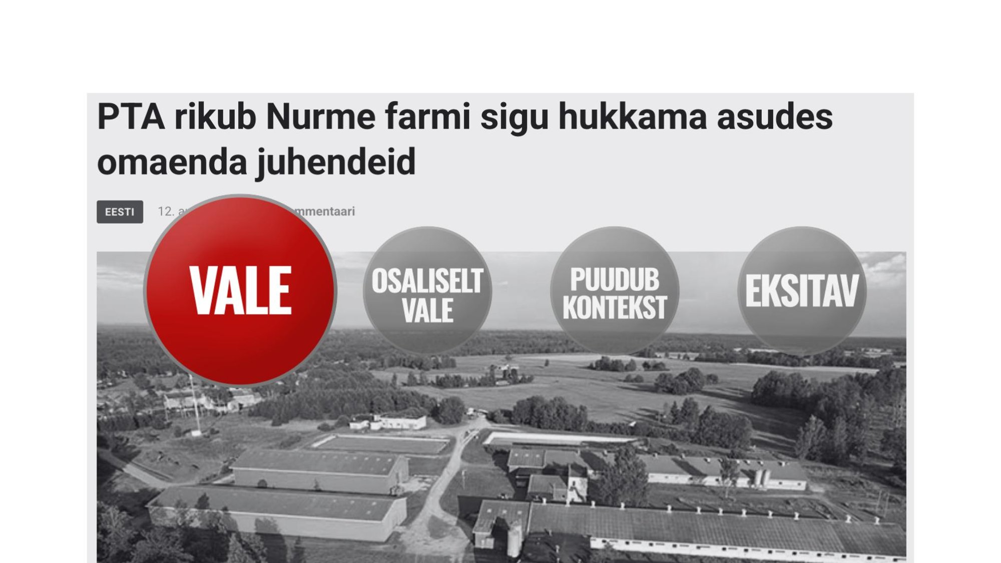 FAKTIKONTROLL | Kas PTA rikub Nurme farmi sigu hukkama asudes omaenda tegevusjuhendit? Ei riku