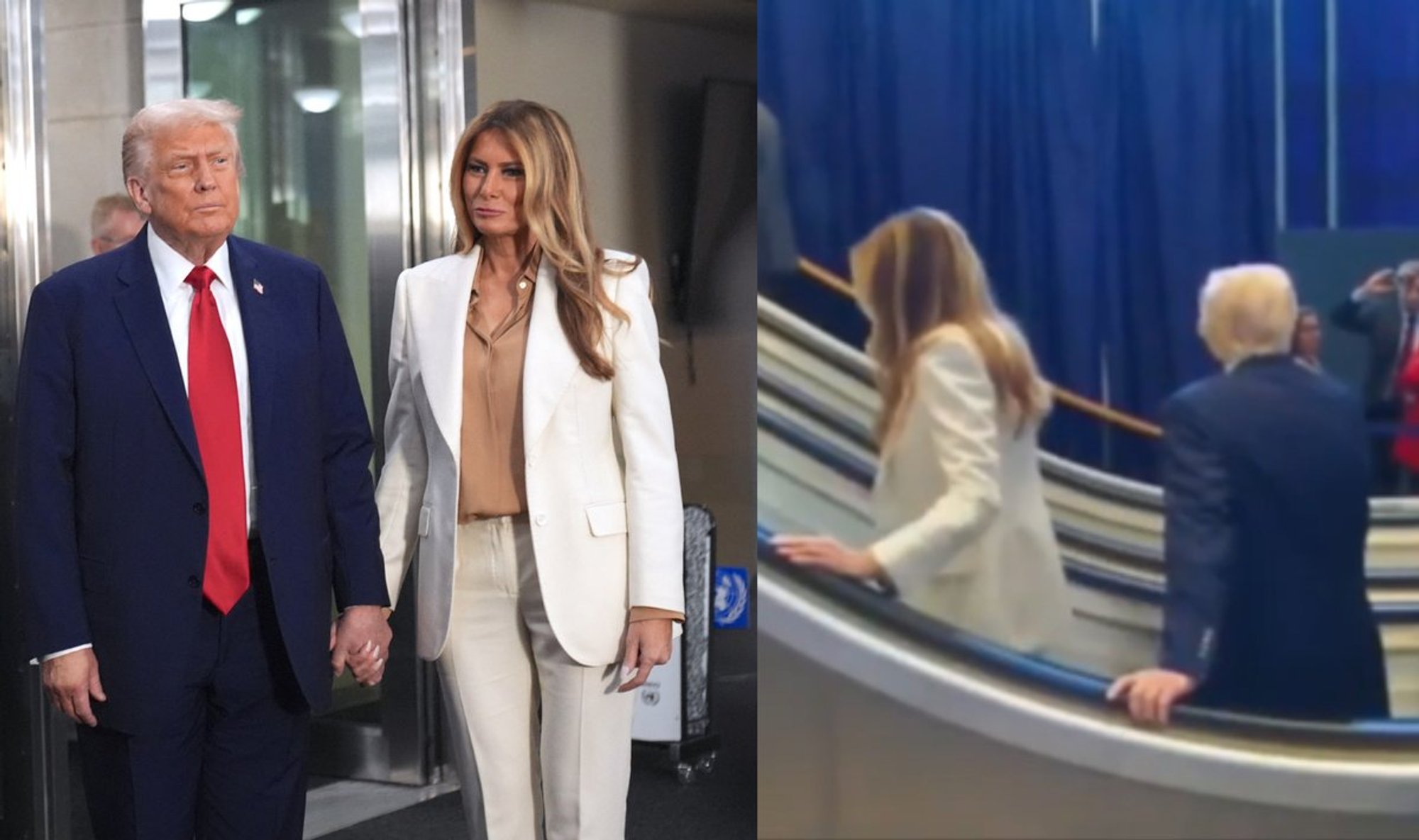 VIDEO | Donald ja Melania Trumpi eskalaatorile astudes jäi see kinni. Valge Maja kahtlustab, et see peatati meelega