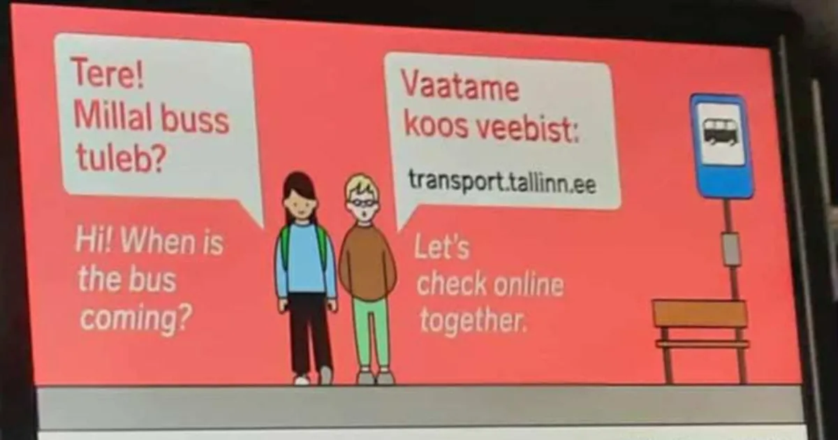 Tallinlane osutab keelelistele vigadele bussiekraanil, Transpordiameti sõnul on laused korrektsed