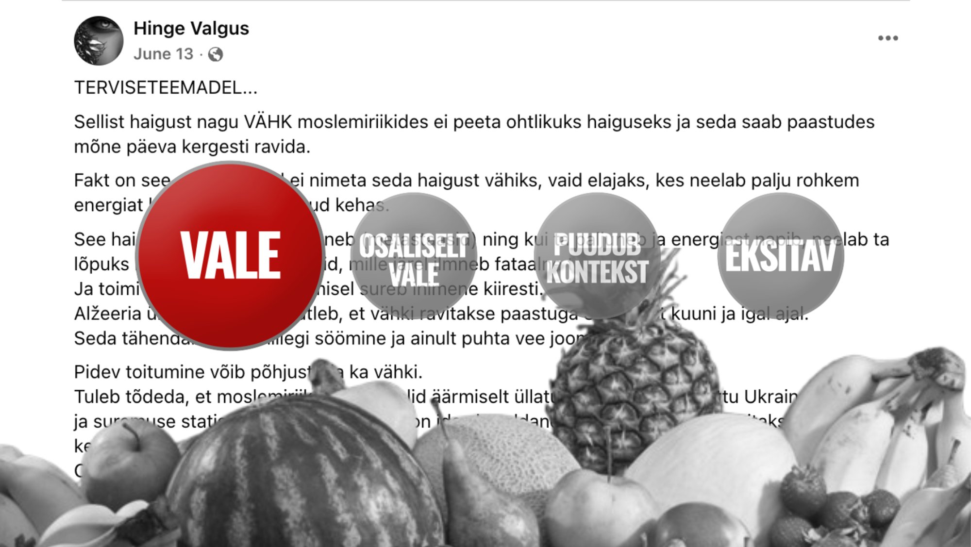 FAKTIKONTROLL | Kas moslemiriikides esineb vähki harvem ja seda ravitakse kergelt mõnepäevase paastuga? Ei