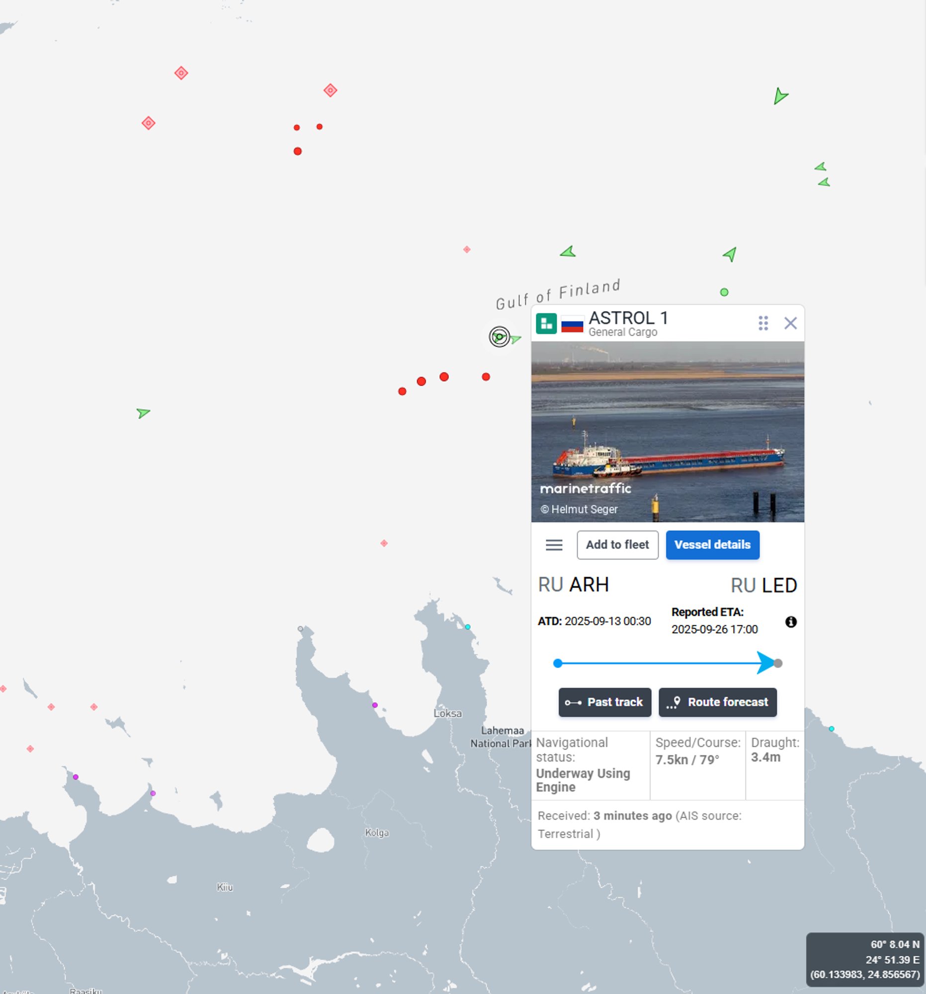 Oslo ja Kopenhaageni drooniintsidentide ajal liikus piirkonnas Vene laev, mis jõudis nüüd Soome lahte