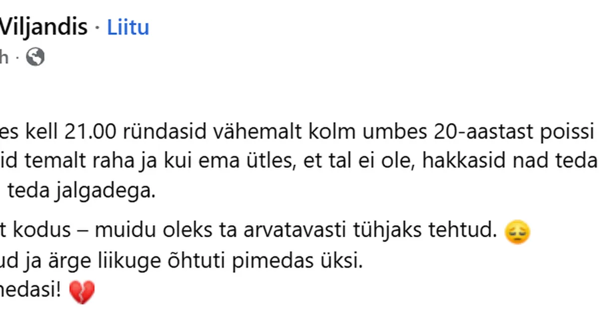 Tänaval aset leidnud väidetavast peksmisest jäeti politsei teavitamata