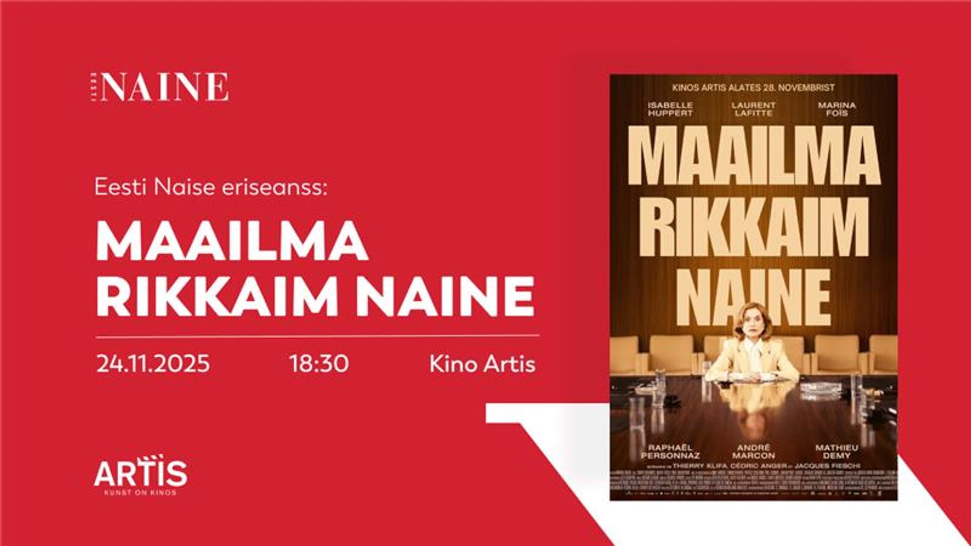 KUTSE | Tule Eesti Naise eksklusiivsele kinoõhtule! Esilinastub prantsuse film „Maailma rikkaim naine“
