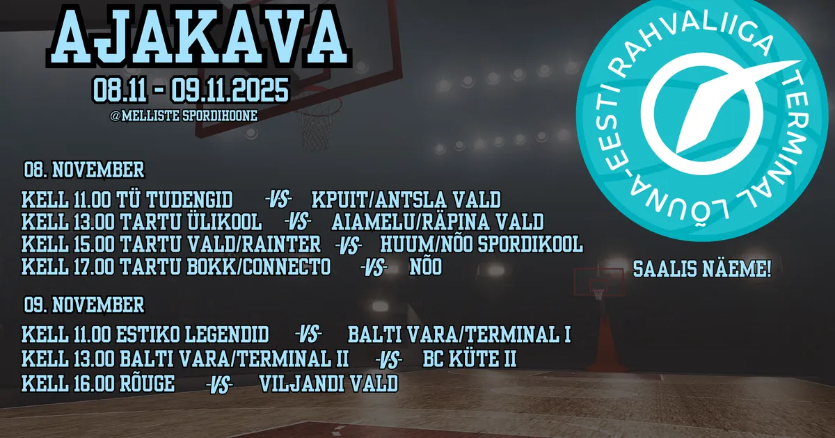 JÄRELVAADATAV ⟩ Korvpalli Terminal Lõuna-Eesti Rahvaliiga pühapäevased mängud