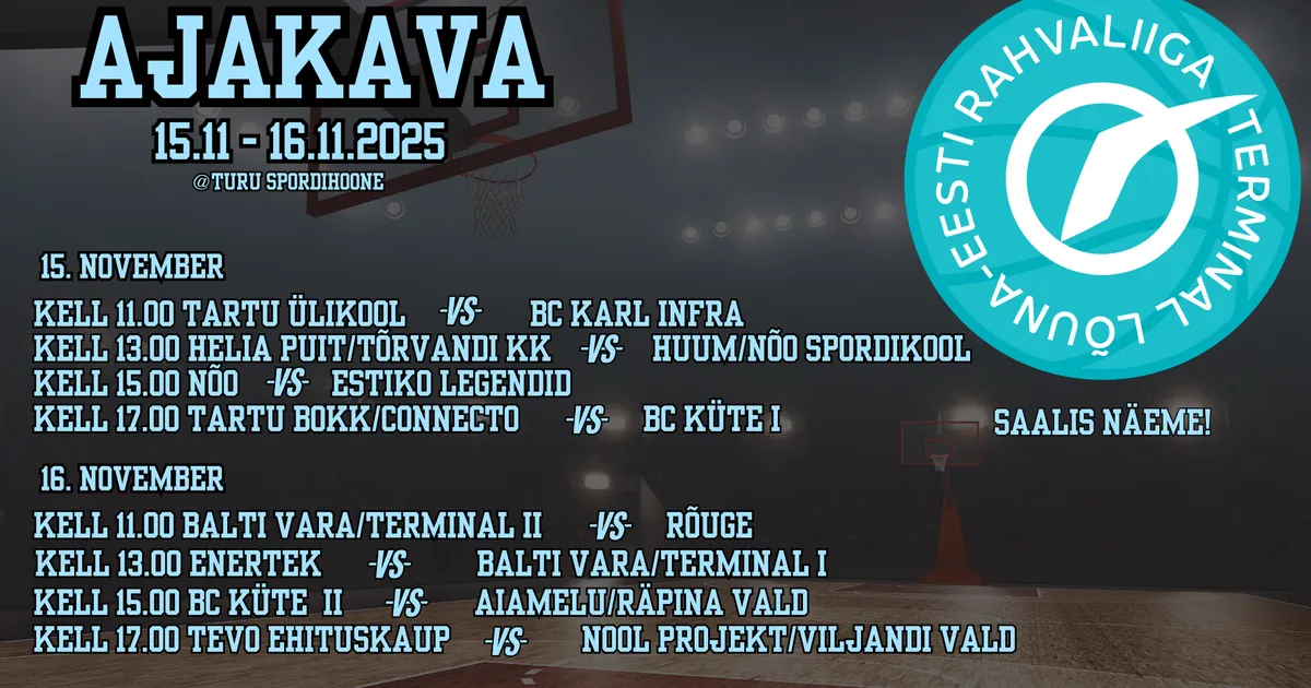 JÄRELVAADATAV ⟩ Korvpalli Terminal Lõuna-Eesti Rahvaliiga pühapäevane mängupäev