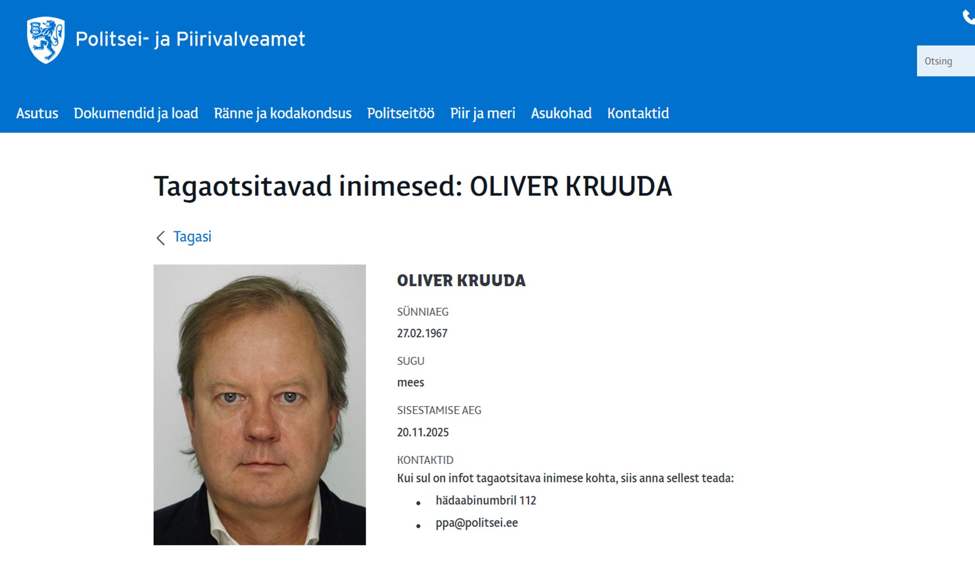 Oliver Kruuda eemaldati riiklikust tagaotsitavate nimekirjast