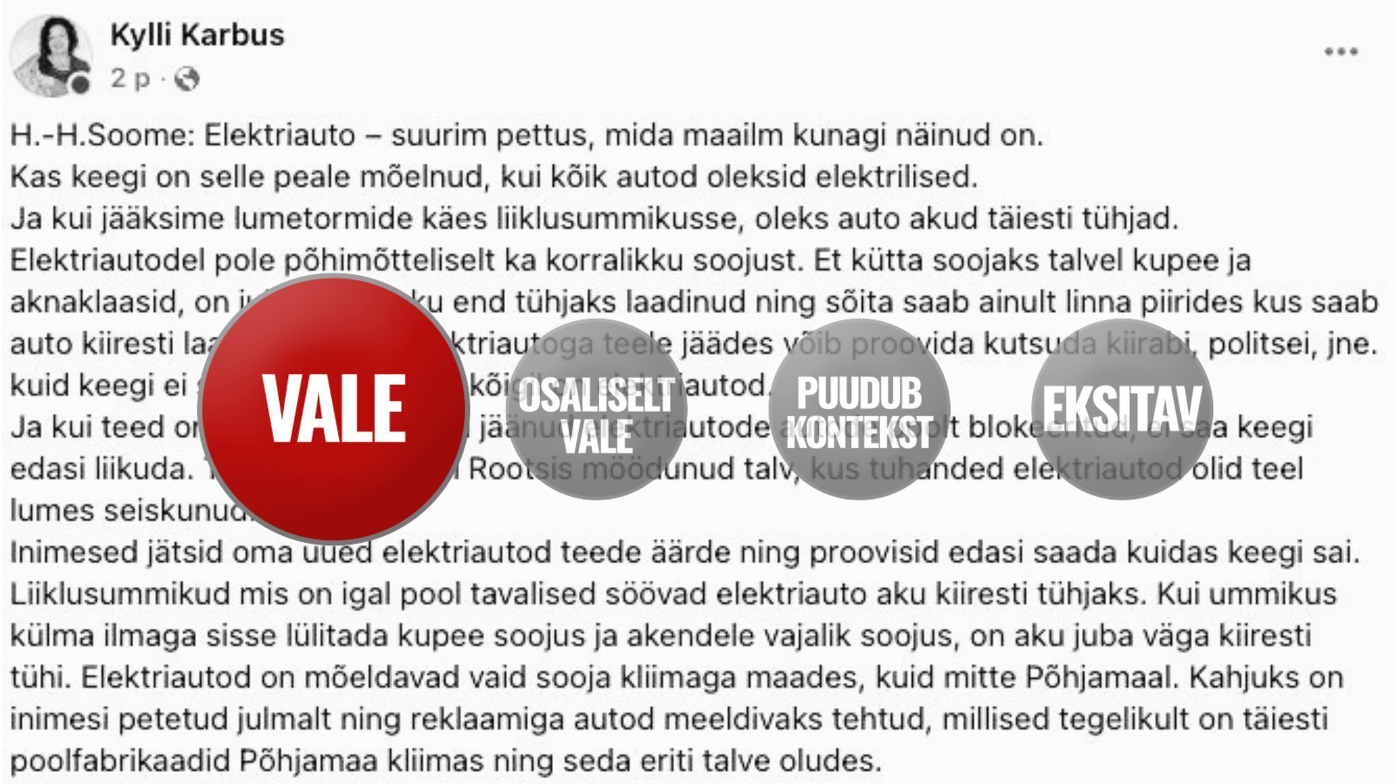 FAKTIKONTROLL | Iga-aastane paanika elektriautodega – ei, need ei sure külmakraadidega kohe ära