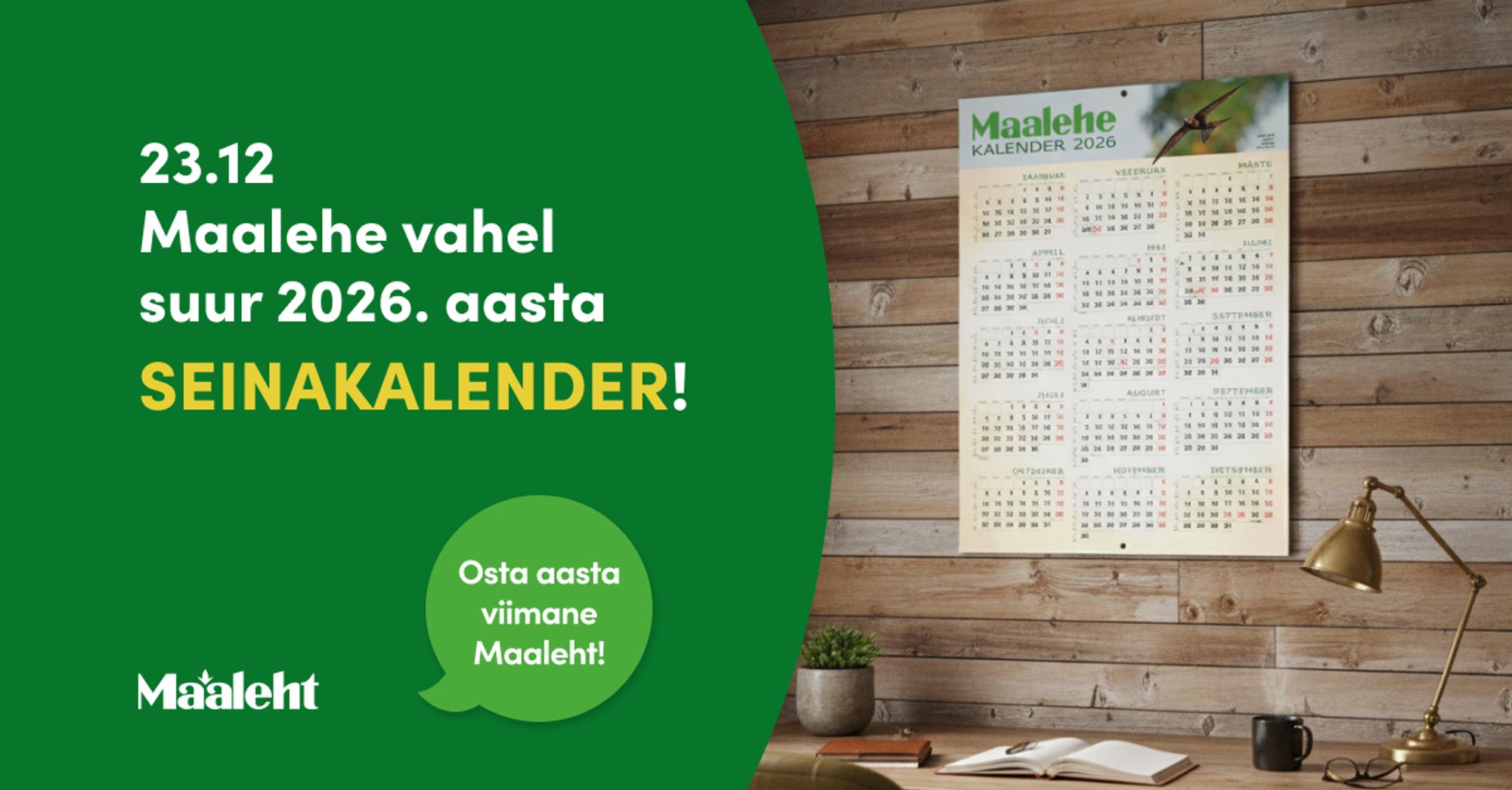 Maalehe seinakalender ilmub aasta viimase lehe vahel