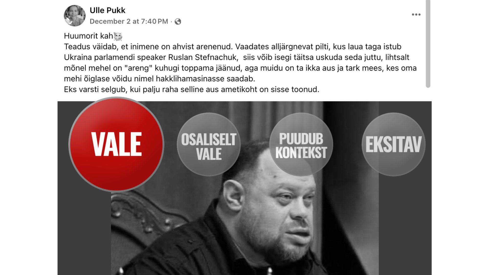 FAKTIKONTROLL | Aktivist levitab võltsitud fotot Ukraina parlamendispiikrist