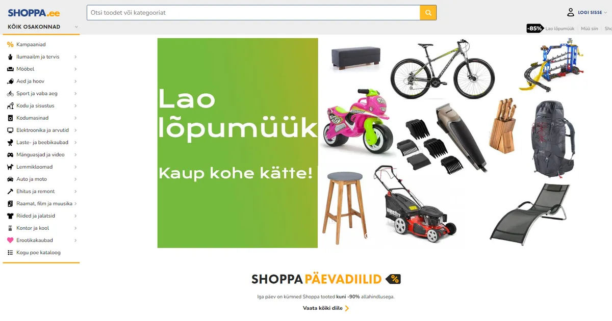 UUS ALGUS ⟩ Populaarse Eesti veebipoe Shoppa nimi müüakse oksjonil pärast pankroti väljakuulutamist